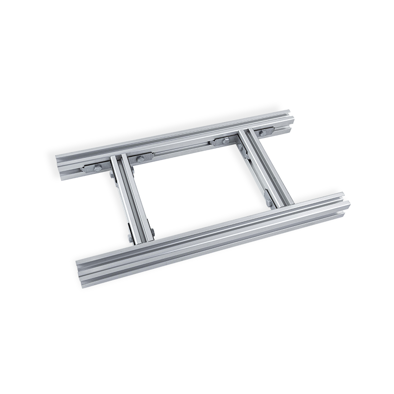 Escalera de cables de aluminio con sistema abierto para gestión de cables.